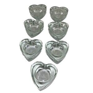 Heart Shaped Heavy Glass Votive Candle Holder Tea Light Lot 7 Wedding Decor